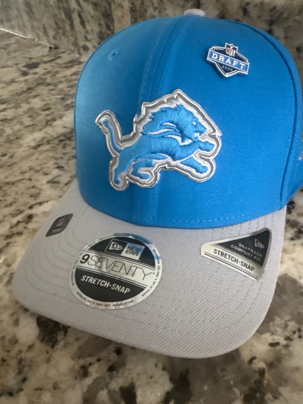 Detroit Lions New Era 59FIFTY NFL Draft Fitted snapback Hat Blue Gray NWT